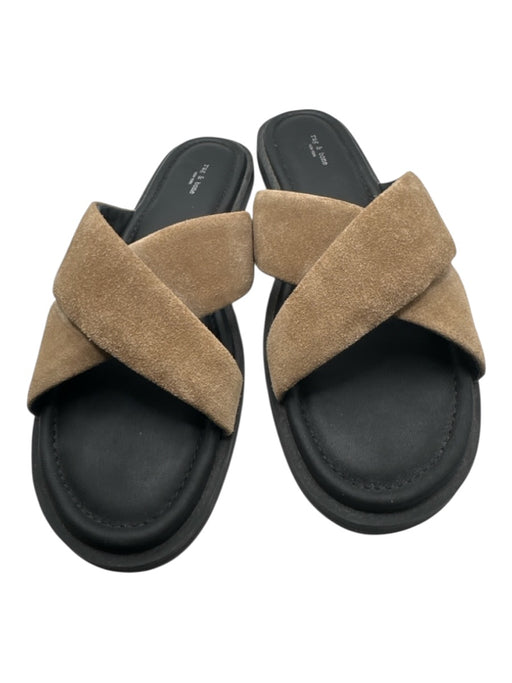 Rag & Bone Shoe Size 39 Taupe & Black Suede Cross Over Sandals Taupe & Black / 39