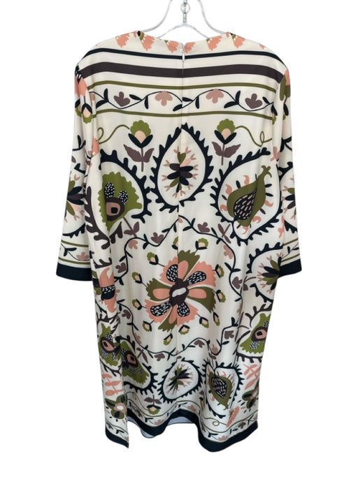 Tuckernuck Size XL Cream & Black Polyester Long Sleeve Floral Back Zip Dress Cream & Black / XL