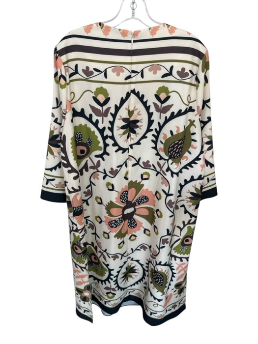 Tuckernuck Size XL Cream & Black Polyester Long Sleeve Floral Back Zip Dress Cream & Black / XL