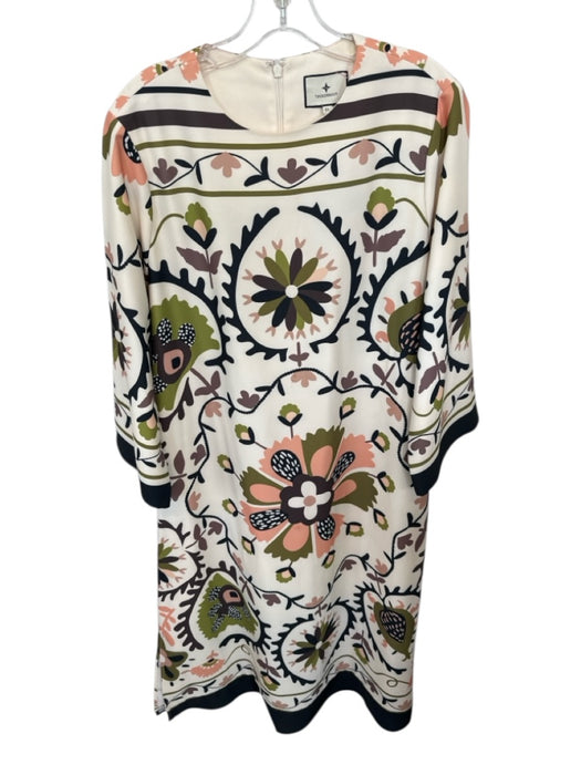 Tuckernuck Size XL Cream & Black Polyester Long Sleeve Floral Back Zip Dress Cream & Black / XL
