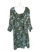 Mirth Size L Green & Blue Cotton Off Shoulder Long Sleeve Flowers Maxi Dress Green & Blue / L