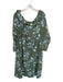 Mirth Size L Green & Blue Cotton Off Shoulder Long Sleeve Flowers Maxi Dress Green & Blue / L