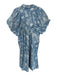 AnnieWear Size S Blue & White Cotton Short Balloon Sleeve Leaves Smocked Dress Blue & White / S