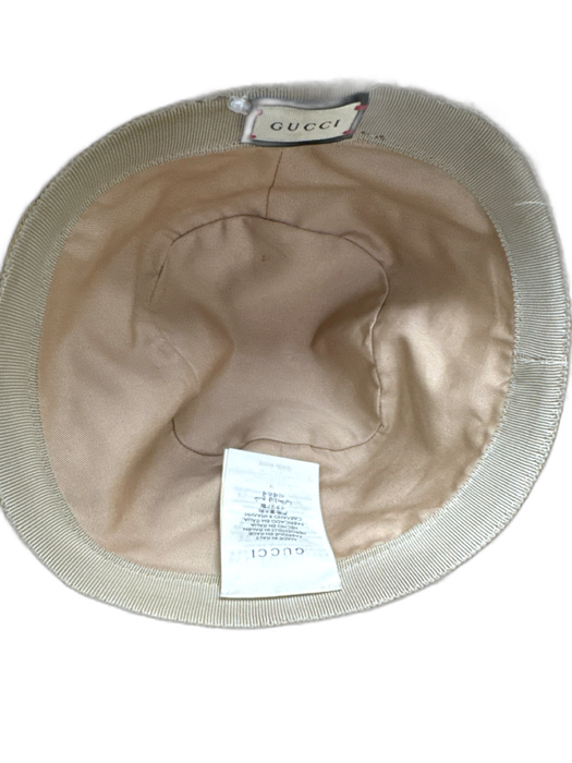 Gucci Beige & Brown Cotton & Polyester Bucket Hat Guccissima Metal Logo Hat Beige & Brown / L