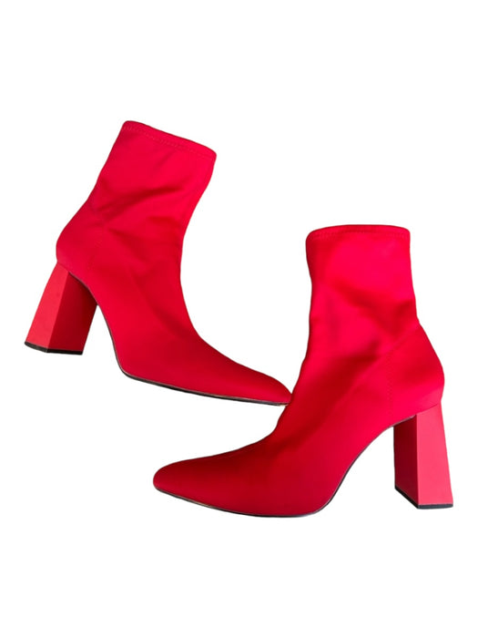 Zara Shoe Size 40 Red Canvas Block Heel Booties Red / 40