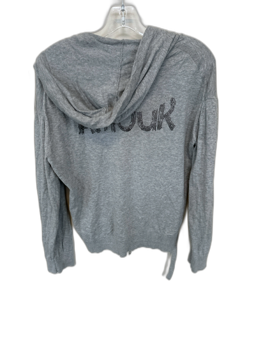 Zadig & Voltaire Size S Gray & Silver Cotton Hood Rhinestone Full Zip Jacket Gray & Silver / S
