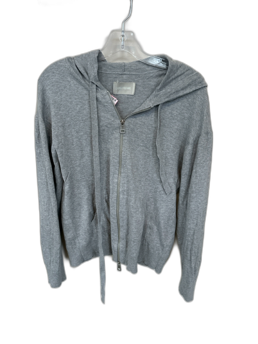 Zadig & Voltaire Size S Gray & Silver Cotton Hood Rhinestone Full Zip Jacket Gray & Silver / S