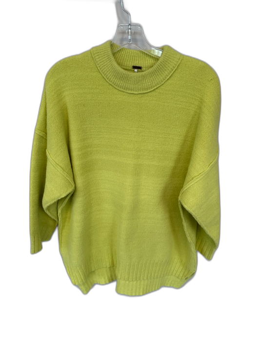 Free People Size XS Chartreuse Nylon Blend Long Sleeve Mock Neck Sweater Chartreuse / XS