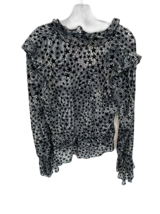 Zadig & Voltaire Size M Black & Gray Viscose Blend Velvet Accent stars Top Black & Gray / M