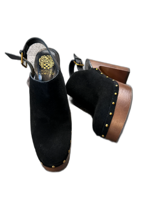 Vince Camuto Shoe Size 9 Black & Brown Suede Faux Wood Platform Clogs Black & Brown / 9