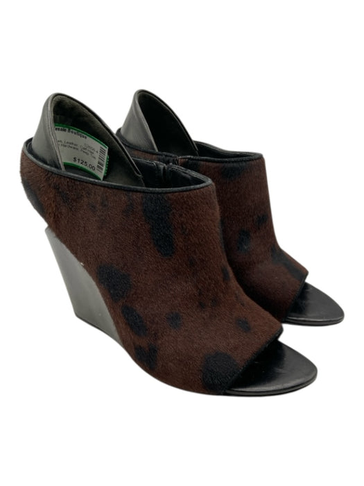 Alexander Wang Shoe Size 38 Black & Brown Leather Calf Hair Cut Out Wedges Black & Brown / 38
