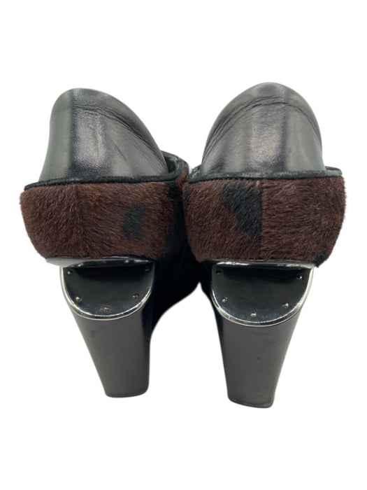 Alexander Wang Shoe Size 38 Black & Brown Leather Calf Hair Cut Out Wedges Black & Brown / 38