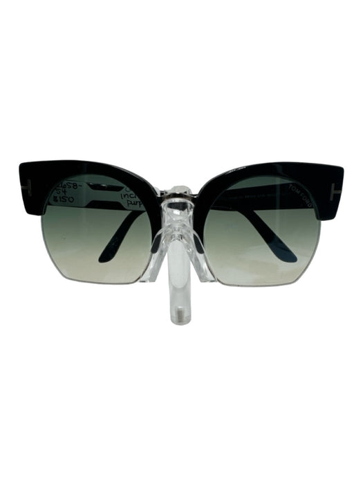 Tom Ford Black & Silver Acetate Wayfarer Open Lens Gradient Sunglasses Black & Silver