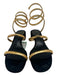 Rene Caovilla Shoe Size 7 Gold & Black Metal & Suede Wrap ankle 1" heel Sandals Gold & Black / 7