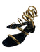 Rene Caovilla Shoe Size 7 Gold & Black Metal & Suede Wrap ankle 1" heel Sandals Gold & Black / 7