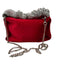 Melie Bianco Red & Silver Synthetic Zip Close Velvet Bag Red & Silver