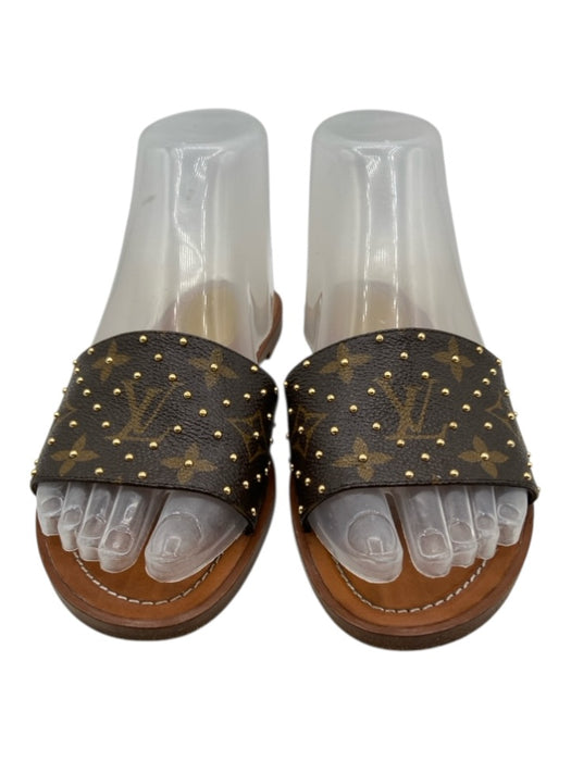 Louis Vuitton Shoe Size 36 Brown Print Coated Canvas Monogram Mule Flat Sandals Brown Print / 36