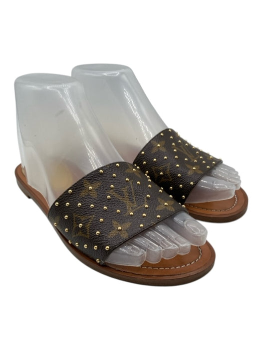 Louis Vuitton Shoe Size 36 Brown Print Coated Canvas Monogram Mule Flat Sandals Brown Print / 36