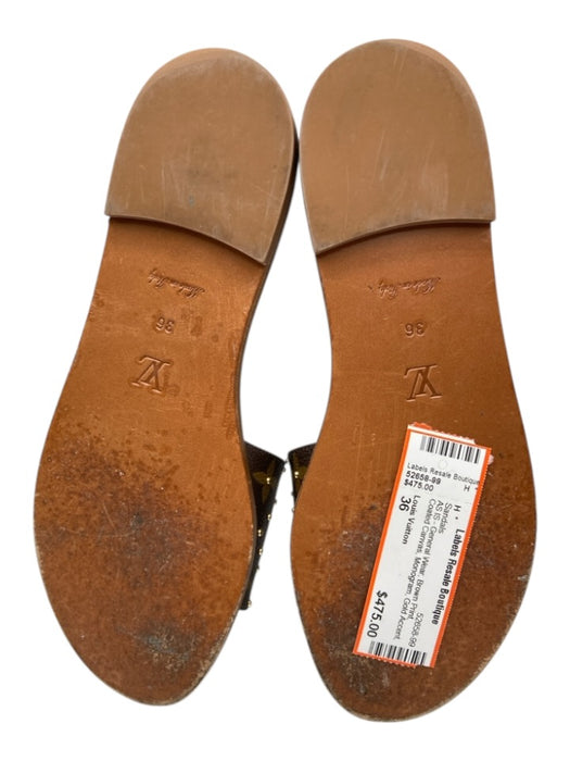 Louis Vuitton Shoe Size 36 Brown Print Coated Canvas Monogram Mule Flat Sandals Brown Print / 36