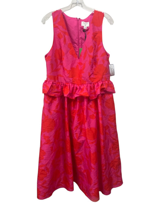 Target Collab Size 14 Pink & Red Polyester Blend Abstract Ruffle Midi Dress Pink & Red / 14
