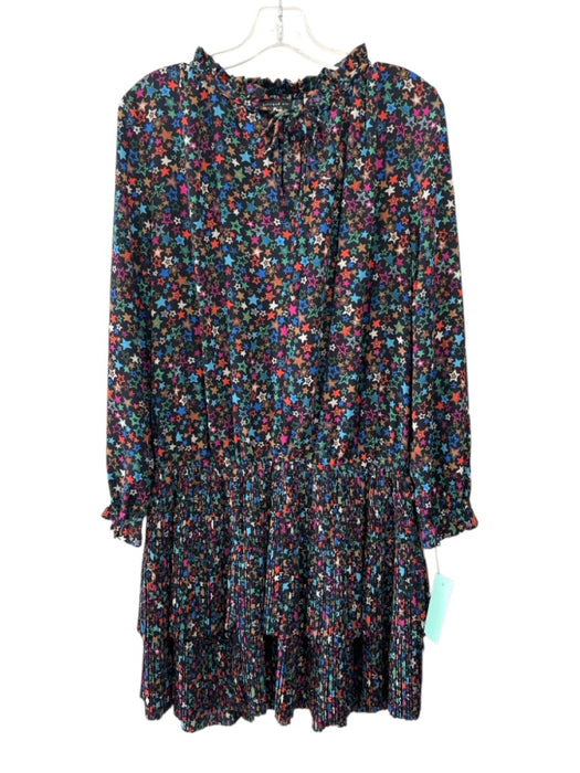 Current Air Size L Black, Green, Multi Polyester Long puff sleeve stars Dress Black, Green, Multi / L
