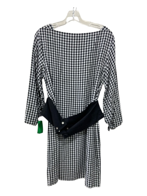 Tibi Size 8 White & Black Viscose Blend Square Neck Gingham Above knee Dress White & Black / 8