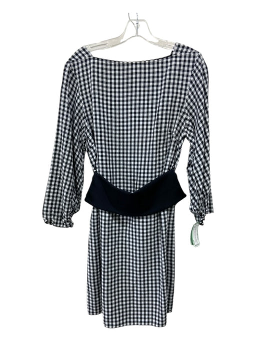 Tibi Size 8 White & Black Viscose Blend Square Neck Gingham Above knee Dress White & Black / 8