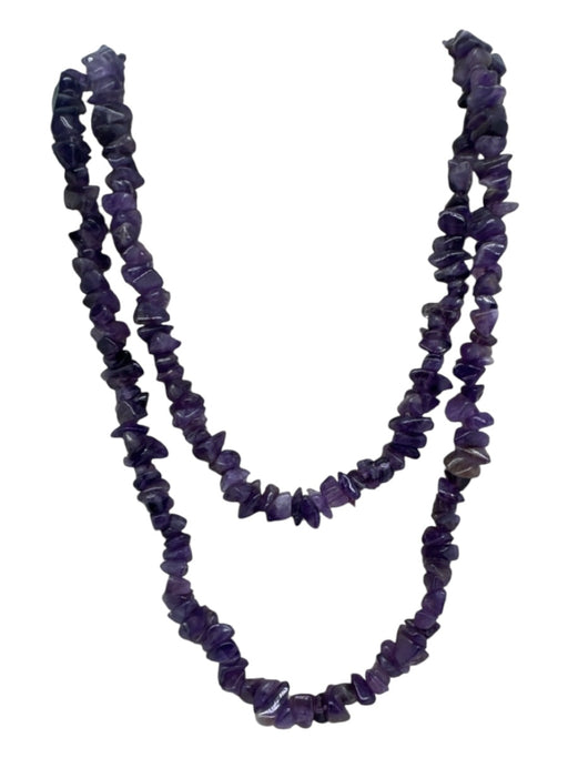 Purple Amethyst Rough-Cut Stones No Clasp Necklace Purple