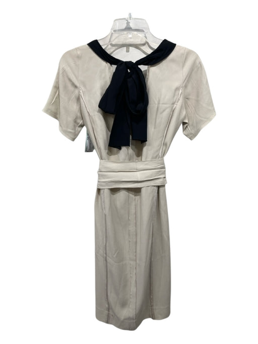 Prada Size 40/M Beige & Black Acetate & Viscose Short Sleeve Paneled Dress Beige & Black / 40/M