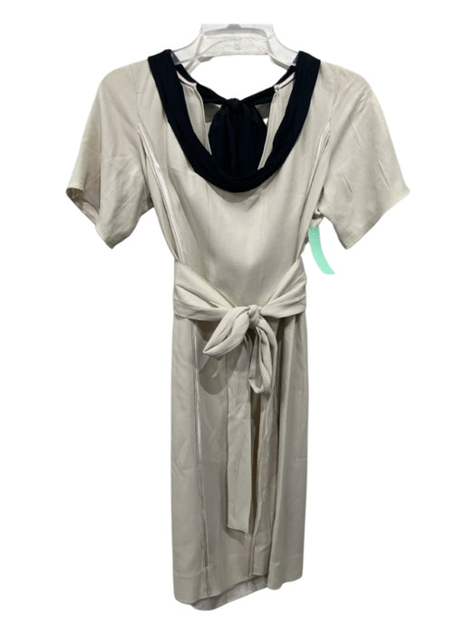 Prada Size 40/M Beige & Black Acetate & Viscose Short Sleeve Paneled Dress Beige & Black / 40/M