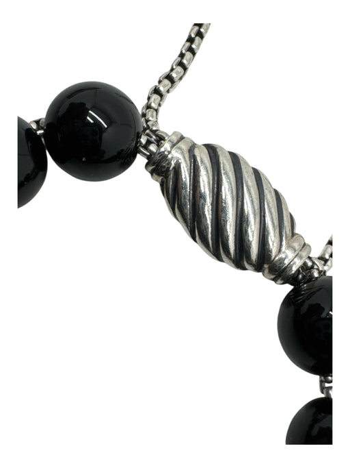 David Yurman Black & Silver Sterling Silver Beaded Onyx Bracelet Black & Silver