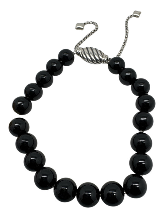 David Yurman Black & Silver Sterling Silver Beaded Onyx Bracelet Black & Silver