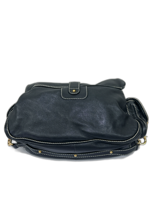 Marc Jacobs Black Leather Contrast Stitch messenger Gold Tone Hardware Bag Black / M