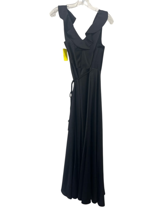 BHLDN Size 6 Black Polyester Sleeveless V Neck Wrap Full Length Gown Black / 6