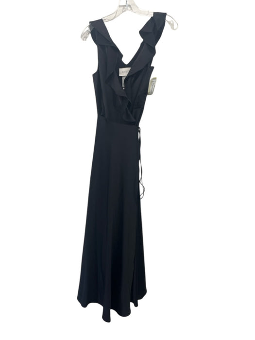 BHLDN Size 6 Black Polyester Sleeveless V Neck Wrap Full Length Gown Black / 6