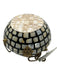 Black & White Mother of Pearl Shell Round Gold Tone Hardware Hinge Opening Bag Black & White