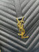 Saint Laurent Black Caviar Leather Flap Chevron Logo Chain Strap Bag Black / Large