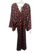 Misa Size M Black, Brown, Pink Polyester Shirred Waist Geometric Midi Dress Black, Brown, Pink / M