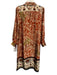 1State Size M orange, cream, black Polyester Botanical Split Hem Midi Dress orange, cream, black / M