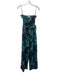 Faithfull the Brand Size L Blue & Green Linen Floral Strapless Wide Leg Jumpsuit Blue & Green / L