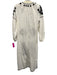 Zara Size M White & Black Linen Blend Embroidered Leaves Split Hem Midi Dress White & Black / M