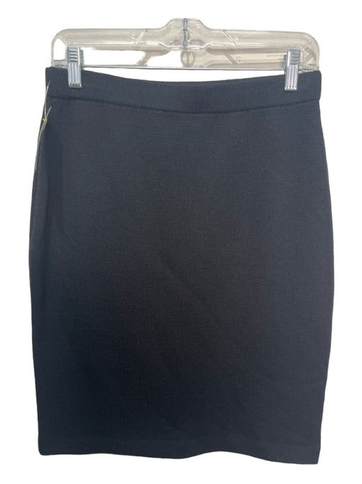 St John Caviar Size 8 Black Wool Blend Elastic Waist Knit Pencil Skirt Black / 8