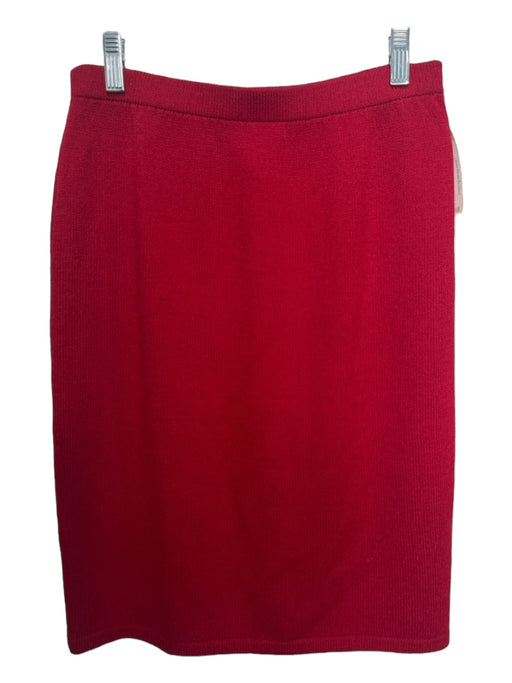 St John Knits Size 8 Red Wool Blend Elastic Waist Knit Pencil Skirt Red / 8