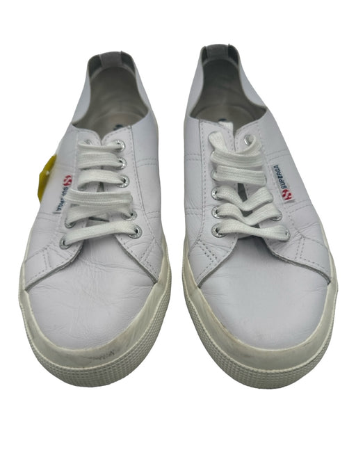 Superga Shoe Size 40 White Leather Lace Up Round Toe Low Top Sneakers White / 40