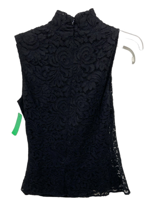 St. John Size 6 Black Rayon Blend Lace Surplice Back Zip Sleeveless Top Black / 6