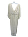 Carol Peretz Size 8 Cream White Polyester V Neck & Back Flutter Sleeve Dress Cream White / 8