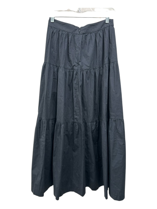 Staud Size 4 Black Cotton Side Zip Tiered Maxi Skirt Black / 4
