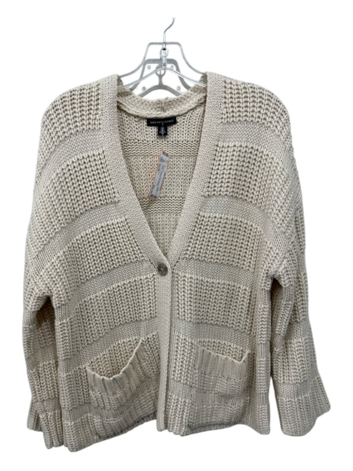 Saks Fifth Ave Size Small Cream Acrylic Open Knit Knit Block Buttons Sweater Cream / Small