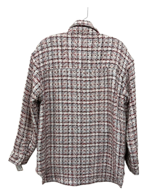 APPARIS Size XXS White, Red & Black Polyester Boucle Plaid Snap Pockets Jacket White, Red & Black / XXS