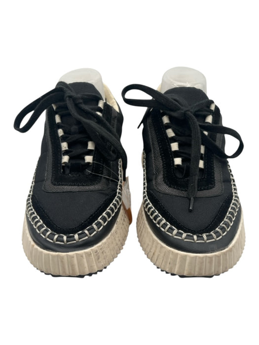 Dolce Vita Shoe Size 9.5 Black & Cream Canvas PU Leather trim Lace Up Sneakers Black & Cream / 9.5